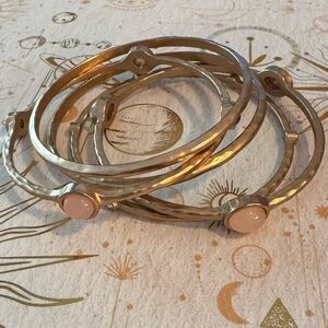 Gold and Pink Bangle Bracelet Set